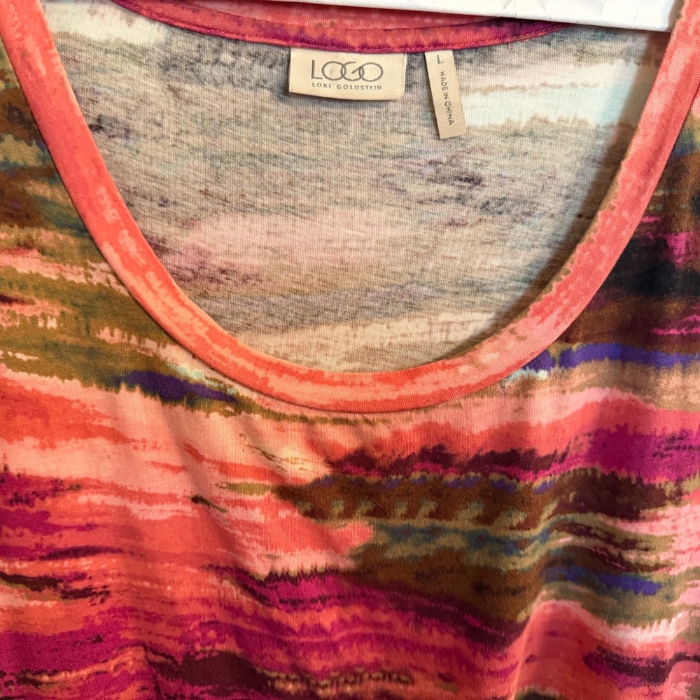 LOGO by Lori Goldstein Women's Colorful Brushstroke Top - Picture 3 of 3
